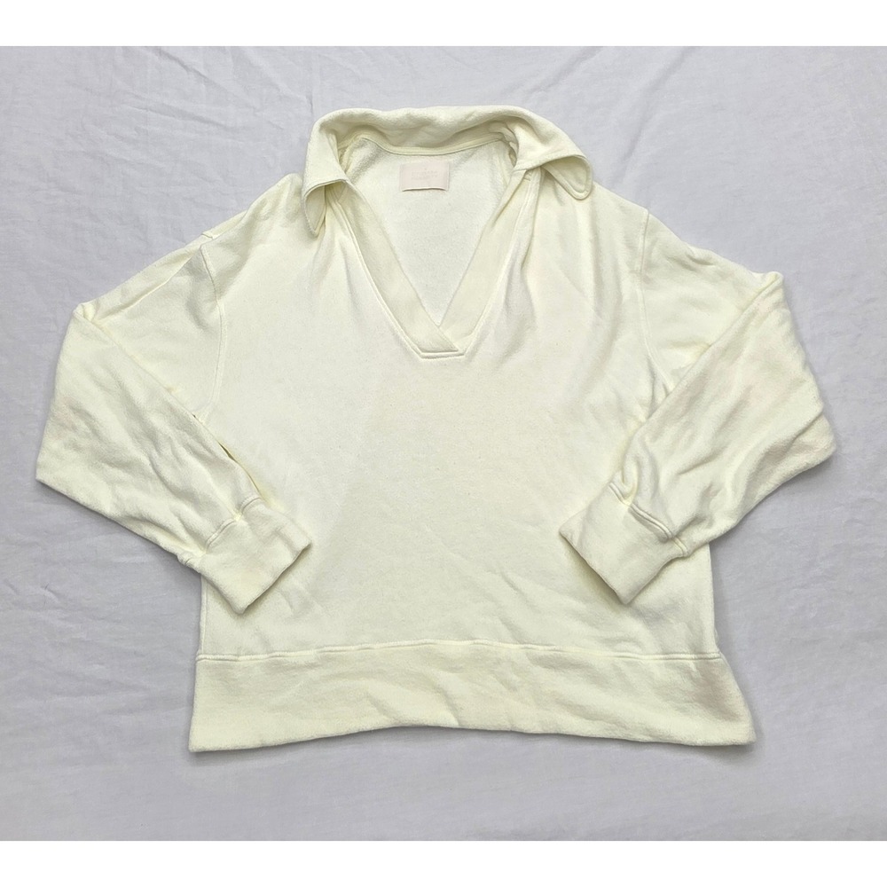 Citizens of‎ Humanity AGOLDE Cream V-Neck Split Collar Sweatshirt XS 5033 USA